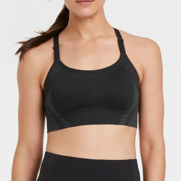 All‎ in Motion Seamless Racerback Bonded Sports Bra Black Gray High Impact Small - Picture 1 of 8